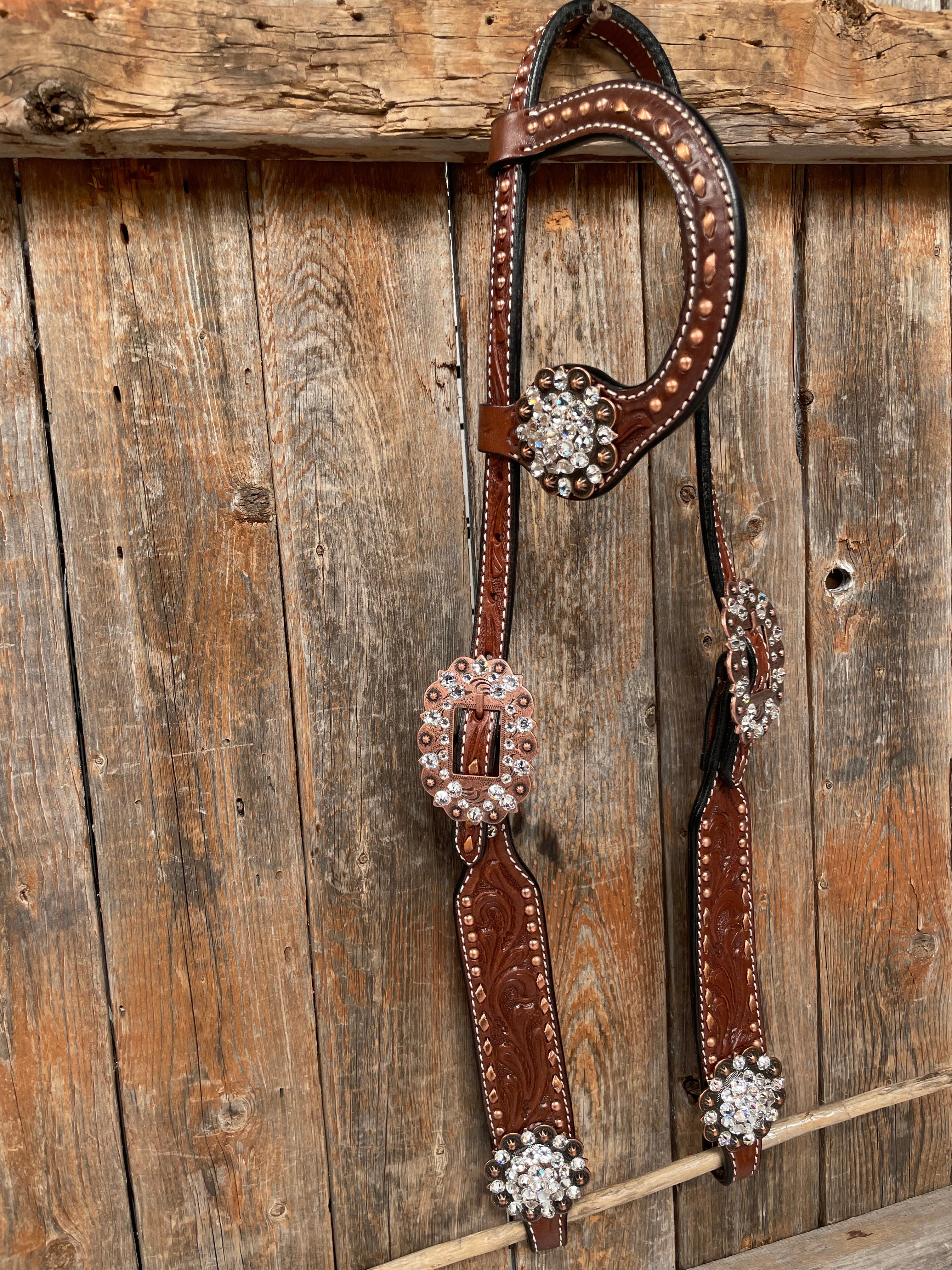 Medium Oil Copper Buckstitch Clear One Ear & Breastcollar Tack Set #OEBC450 - RODEO DRIVE