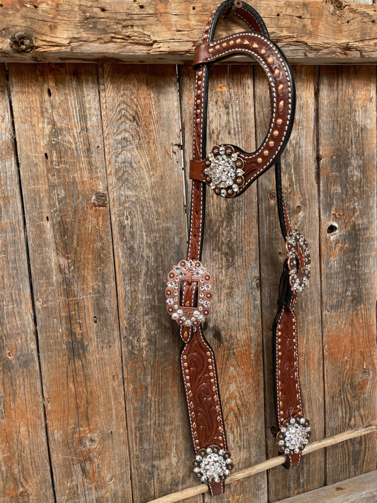 Medium Oil Copper Buckstitch Clear One Ear & Breastcollar Tack Set #OEBC450 - RODEO DRIVE