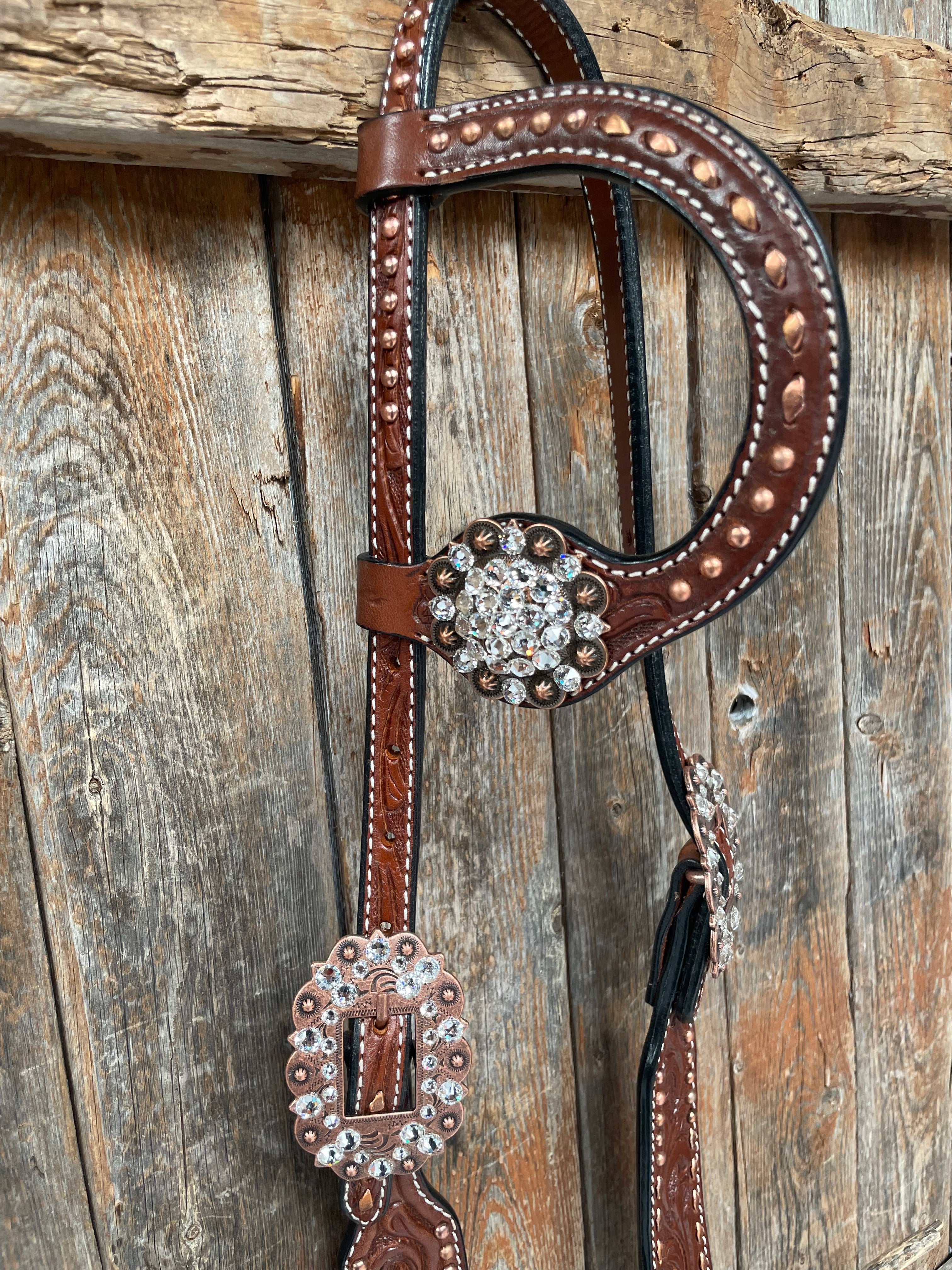 Medium Oil Copper Buckstitch Clear One Ear & Breastcollar Tack Set #OEBC450 - RODEO DRIVE