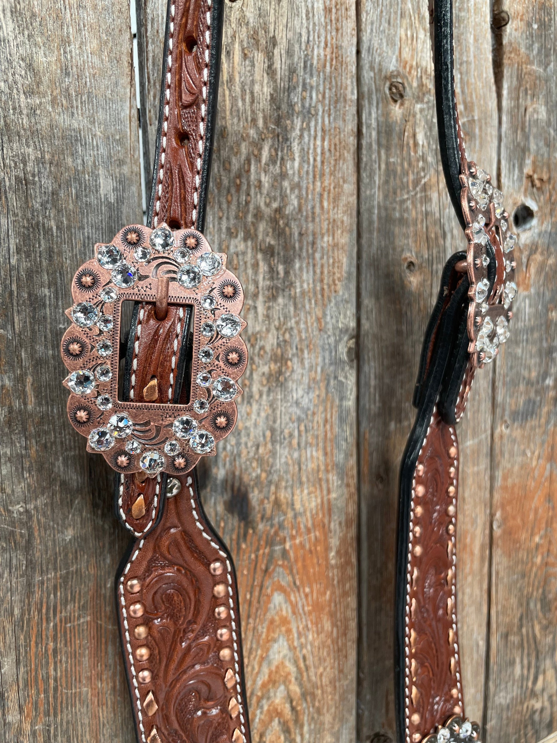 Medium Oil Copper Buckstitch Clear One Ear & Breastcollar Tack Set #OEBC450 - RODEO DRIVE