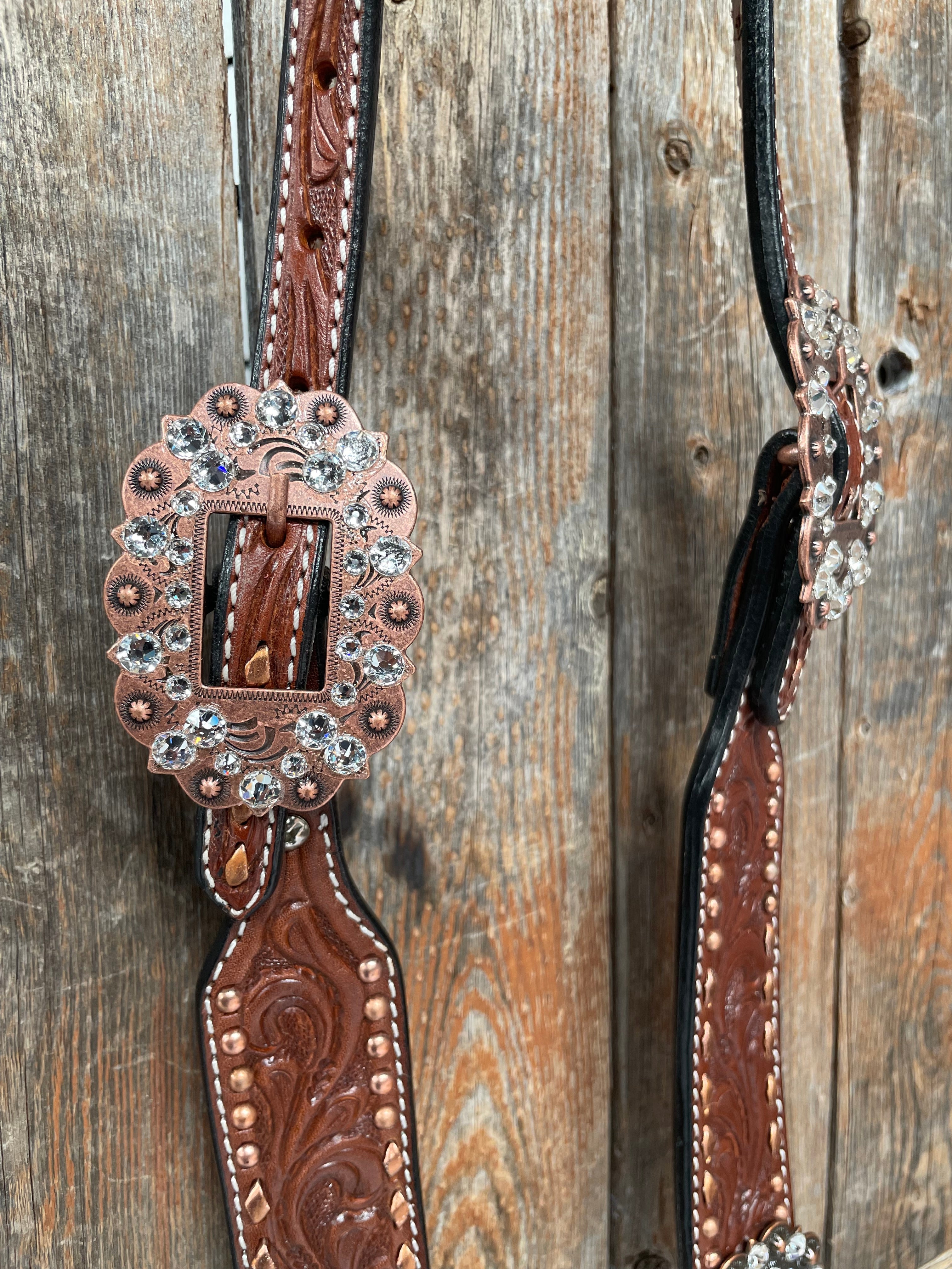 Medium Oil Copper Buckstitch Clear One Ear & Breastcollar Tack Set #OEBC450 - RODEO DRIVE