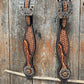 Brown Leaf Scalloped Champagne an Topaz One Ear Headstall #OE105 - RODEO DRIVE