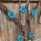 Medium Oil Basketweave Teal and Topaz Browband / One Ear Tack Set #BBBC452 - RODEO DRIVE