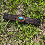 Leather Rosette and Cabochon Leather Bracelet LB110 - RODEO DRIVE