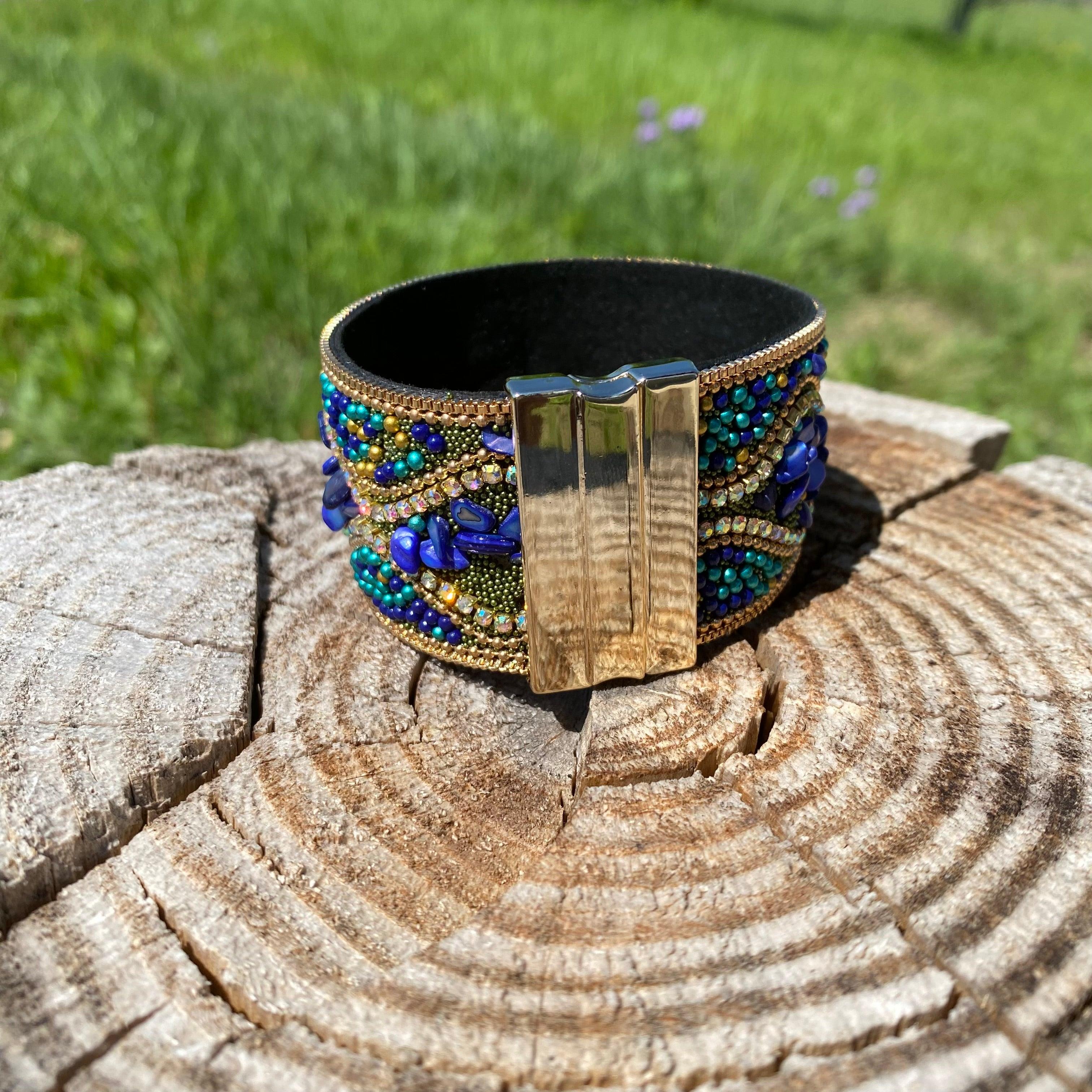 Blue & Green Stone Fashion Bracelet XI109 - RODEO DRIVE