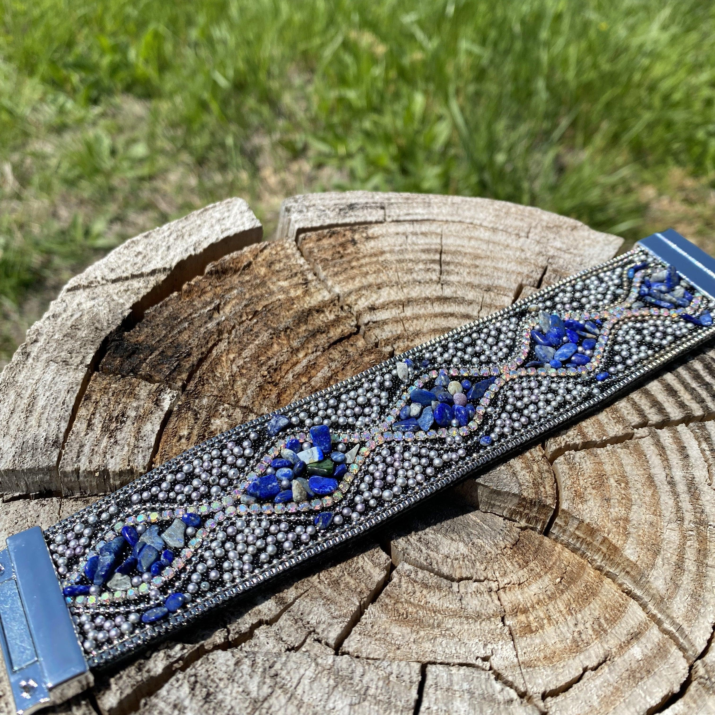 Navy and Silver Bead and Stone Fashion Bracelet XI106 - RODEO DRIVE