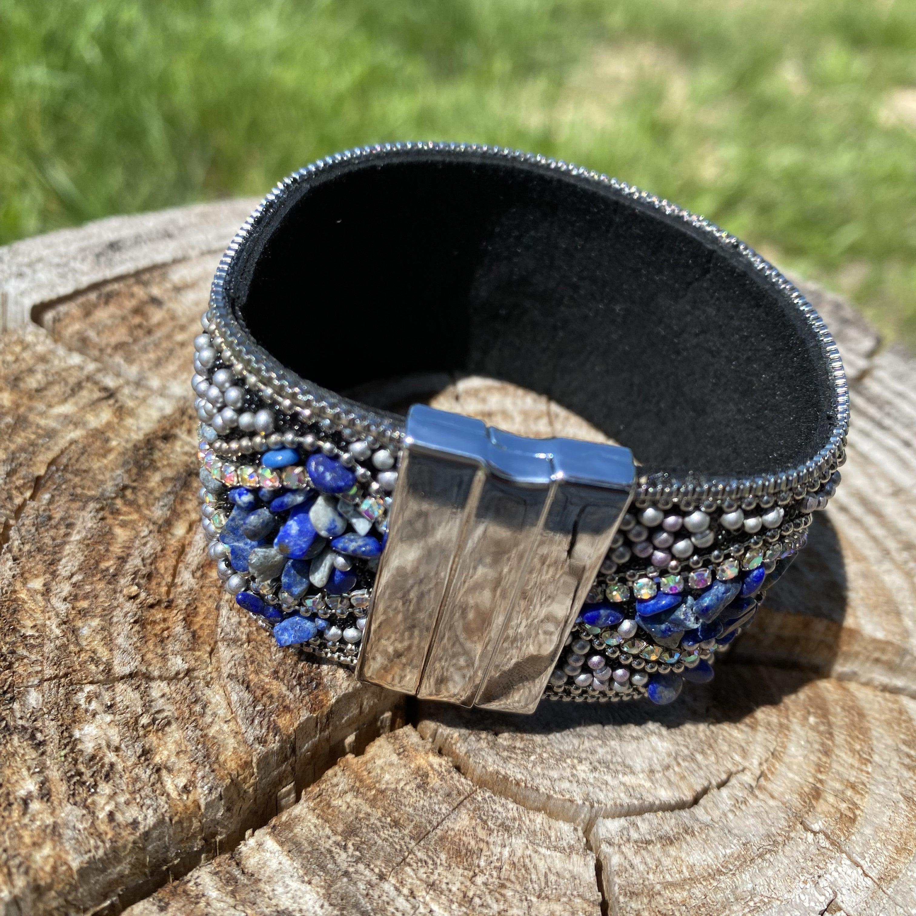 Navy and Silver Bead and Stone Fashion Bracelet XI106 - RODEO DRIVE