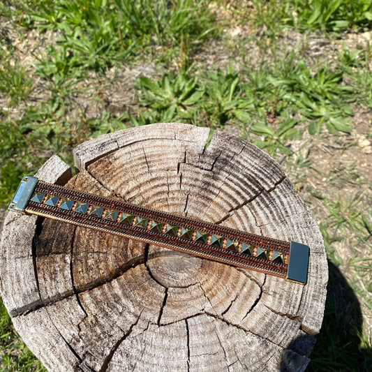 Brown & Gold Studded Fashion Bracelet XI104 - RODEO DRIVE