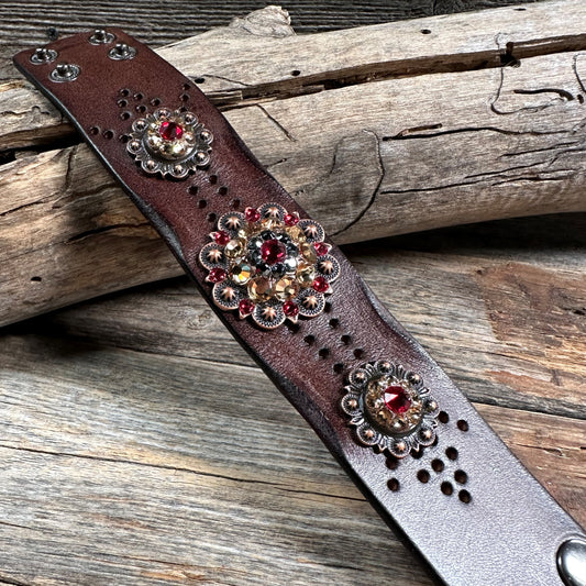 Ruby, Jet and Champagne Leather Bracelet LB104 - RODEO DRIVE