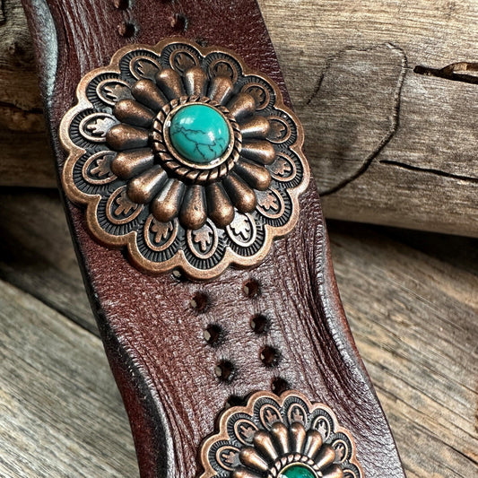 Copper Floral Leather Bracelet LB106 - RODEO DRIVE