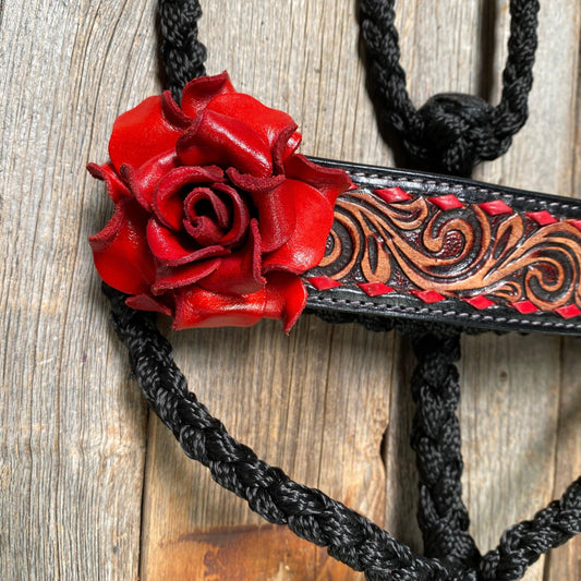 Black Mule Tape Halter - Red Rose #MT200 - RODEO DRIVE