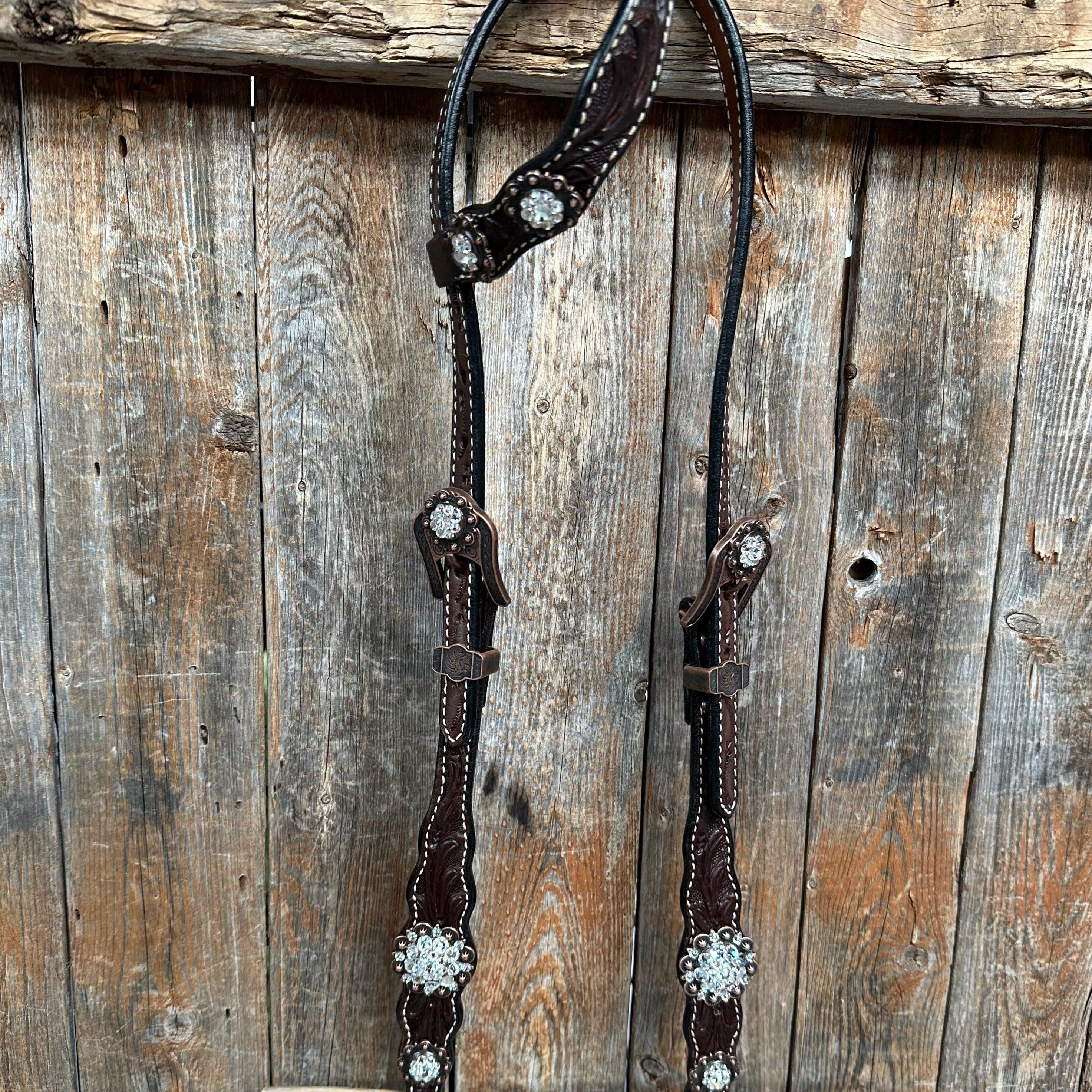 Dark Oil Floral Clear One Ear/ Breastcollar #OEBC517 - RODEO DRIVE