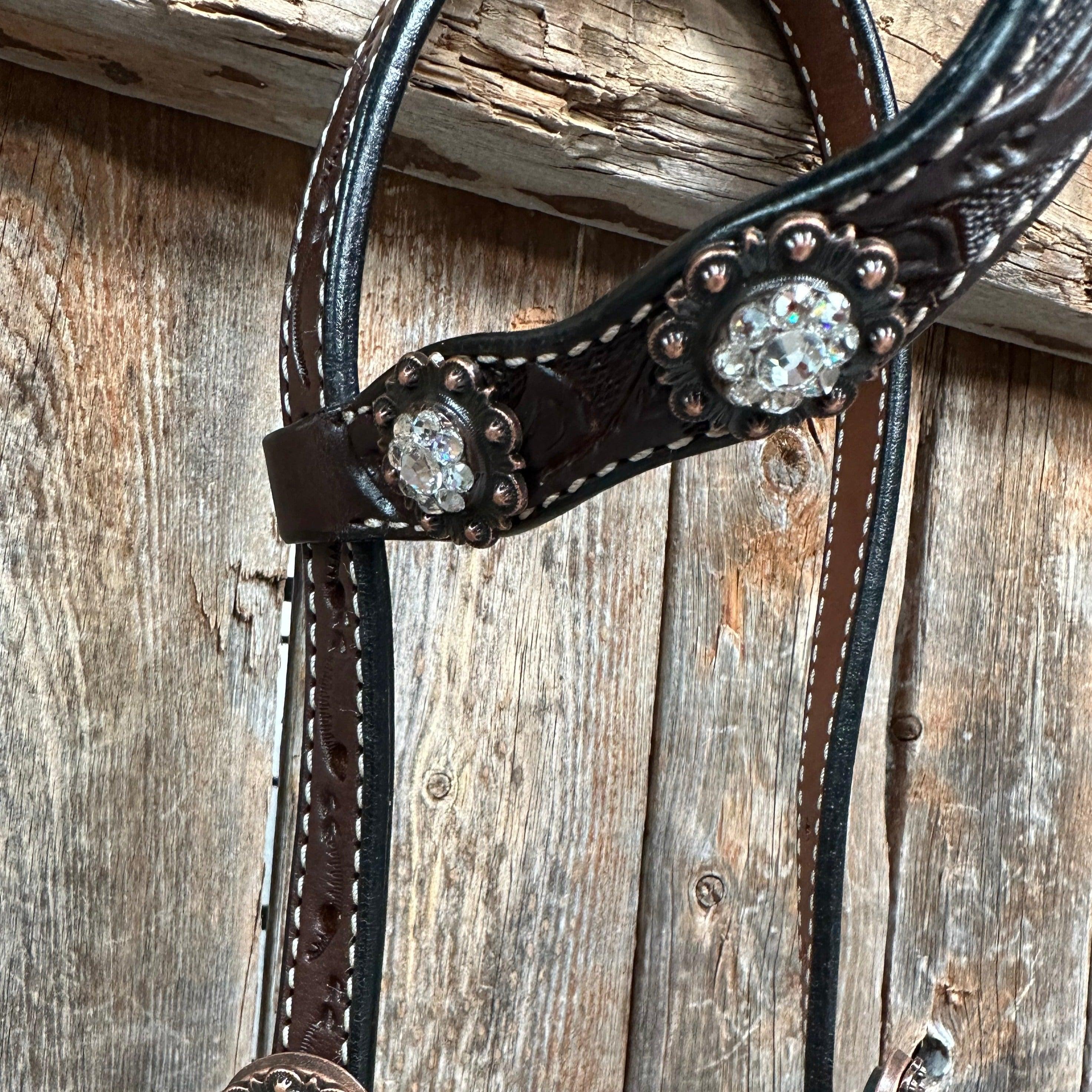 Dark Oil Floral Clear One Ear/ Breastcollar #OEBC517 - RODEO DRIVE