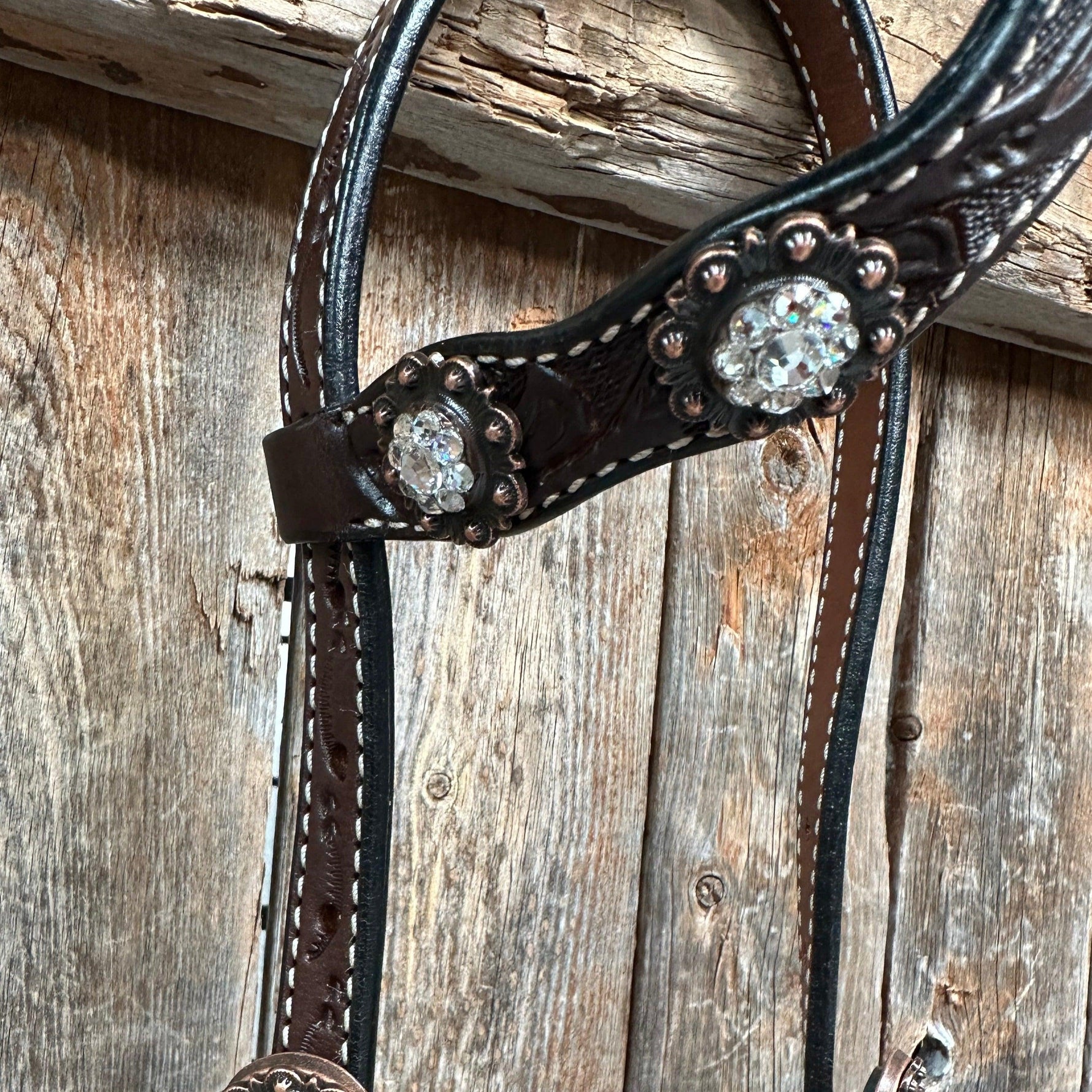 Dark Oil Floral Clear One Ear/ Breastcollar #OEBC517 - RODEO DRIVE