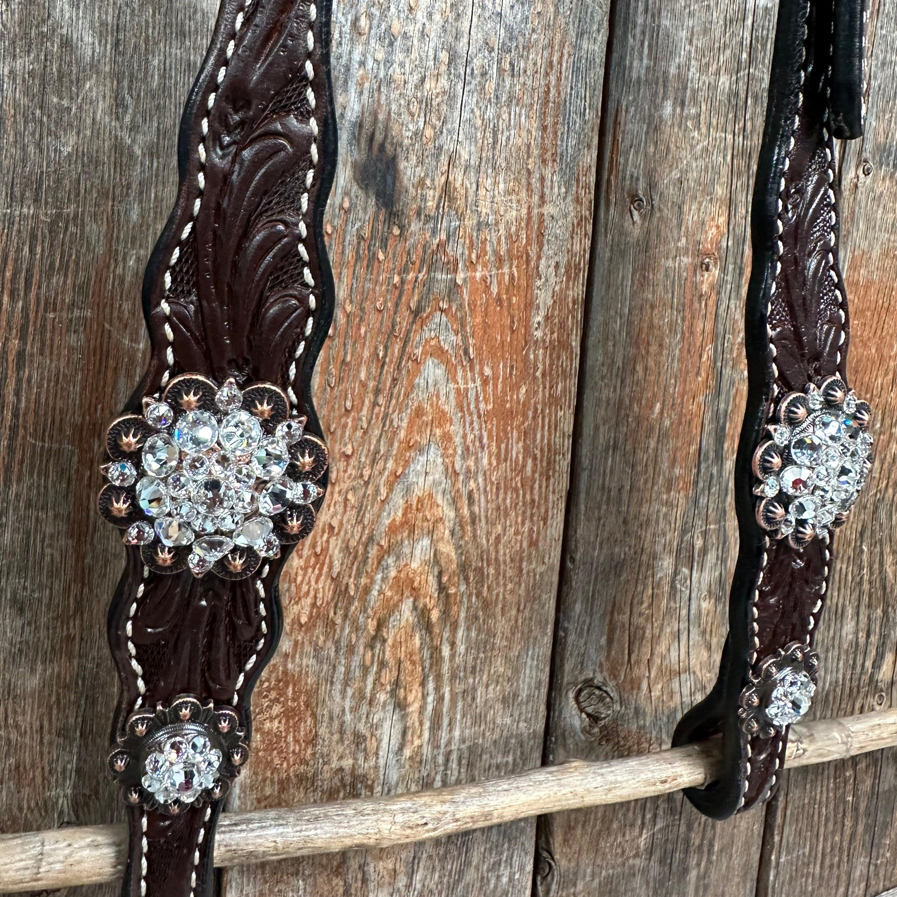 Dark Oil Floral Clear One Ear/ Breastcollar #OEBC517 - RODEO DRIVE