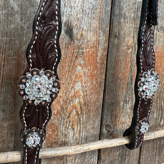 Dark Oil Floral Clear One Ear/ Breastcollar #OEBC517 - RODEO DRIVE