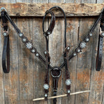 Dark Oil Floral Clear One Ear/ Breastcollar #OEBC517 - RODEO DRIVE