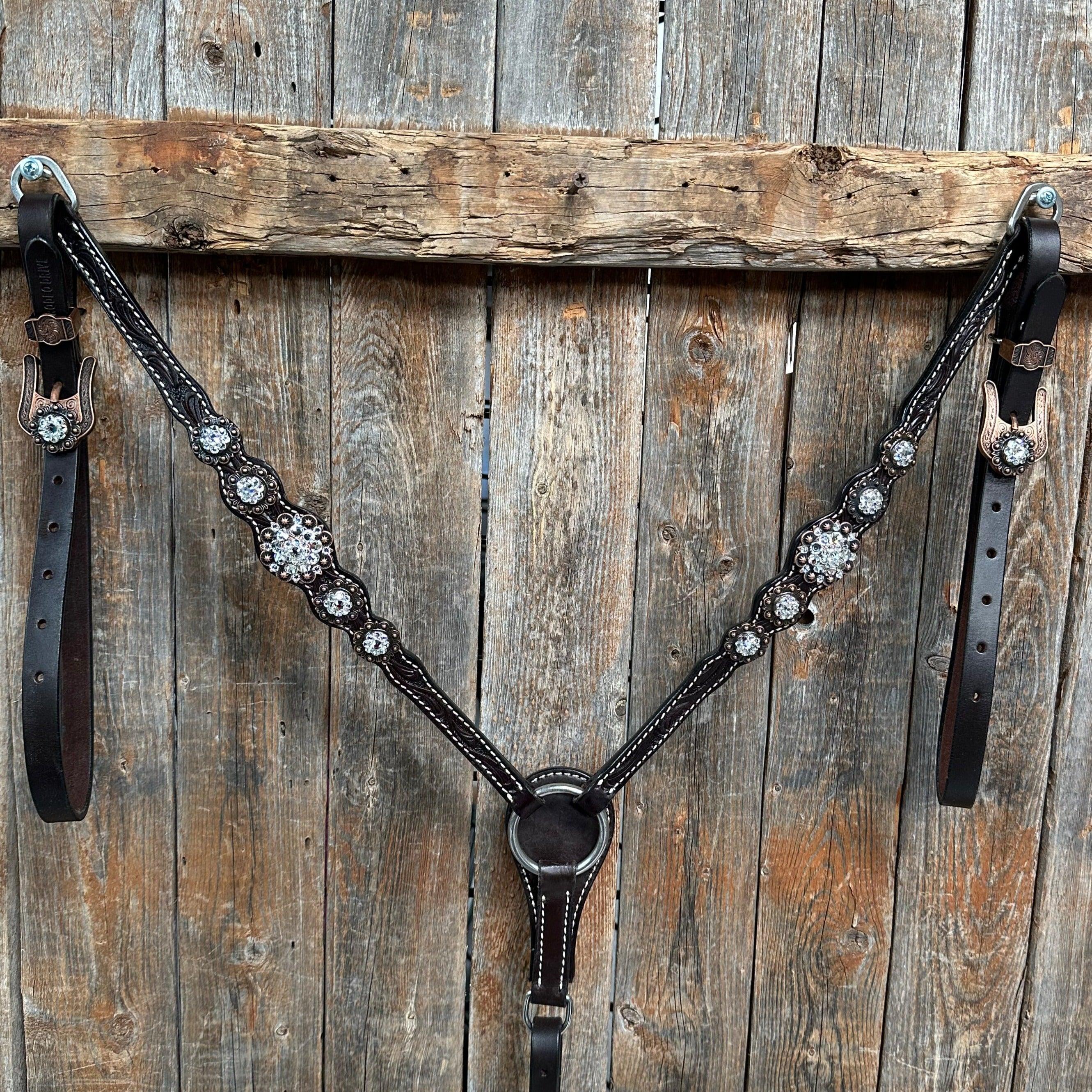 Dark Oil Floral Clear One Ear/ Breastcollar #OEBC517 - RODEO DRIVE