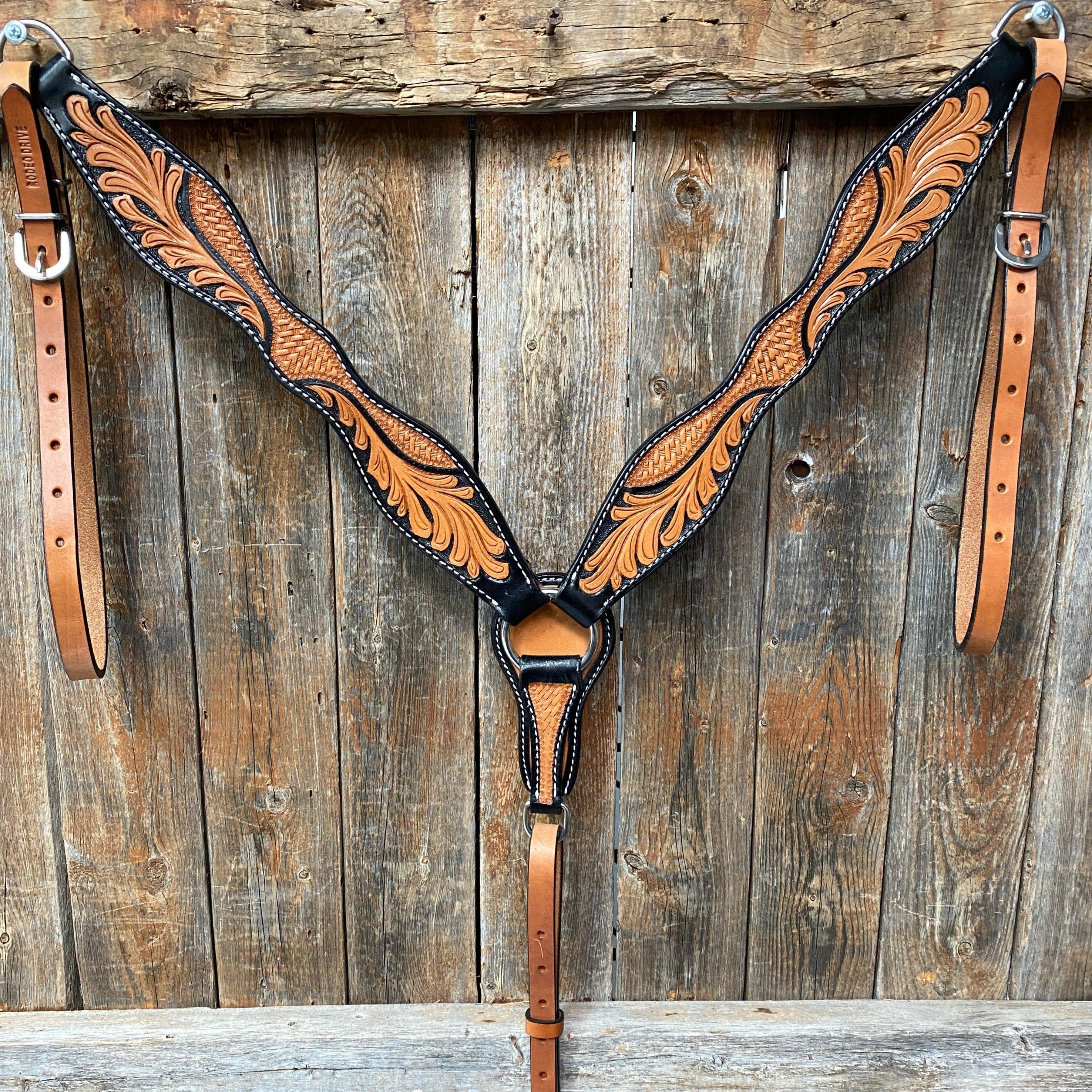 Basketweave - Leaf Scalloped Two Tone Breastcollar #56371 - RODEO DRIVE