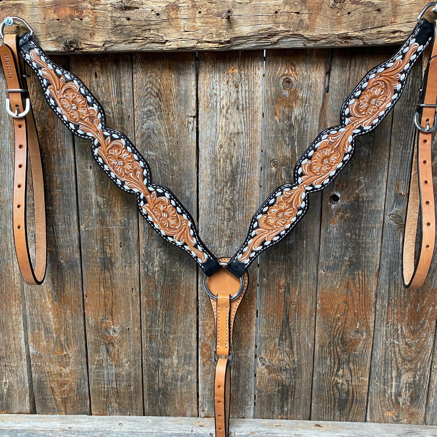 Floral Tooled Buckstitch Breastcollar - RODEO DRIVE