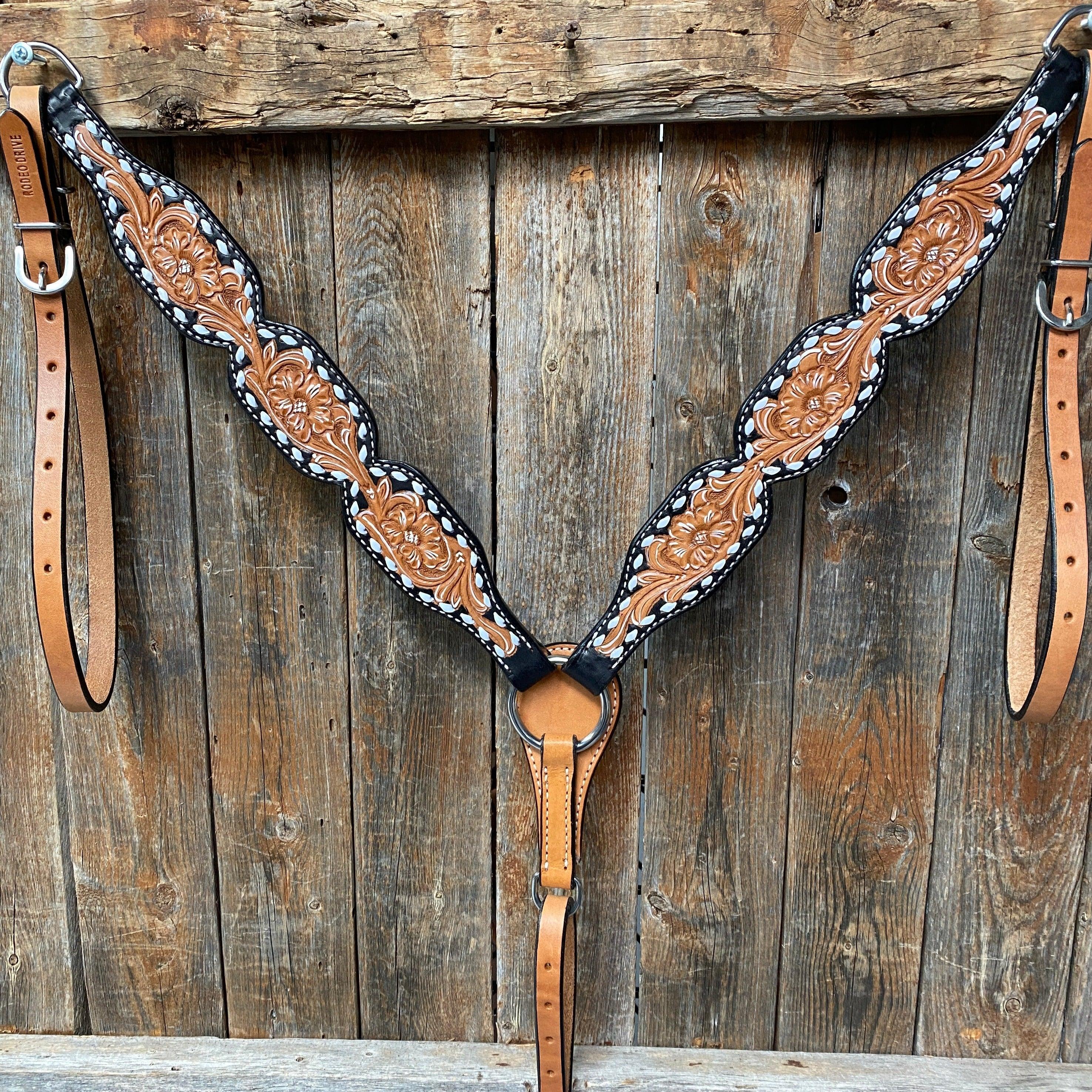 Floral Tooled Buckstitch Breastcollar - RODEO DRIVE