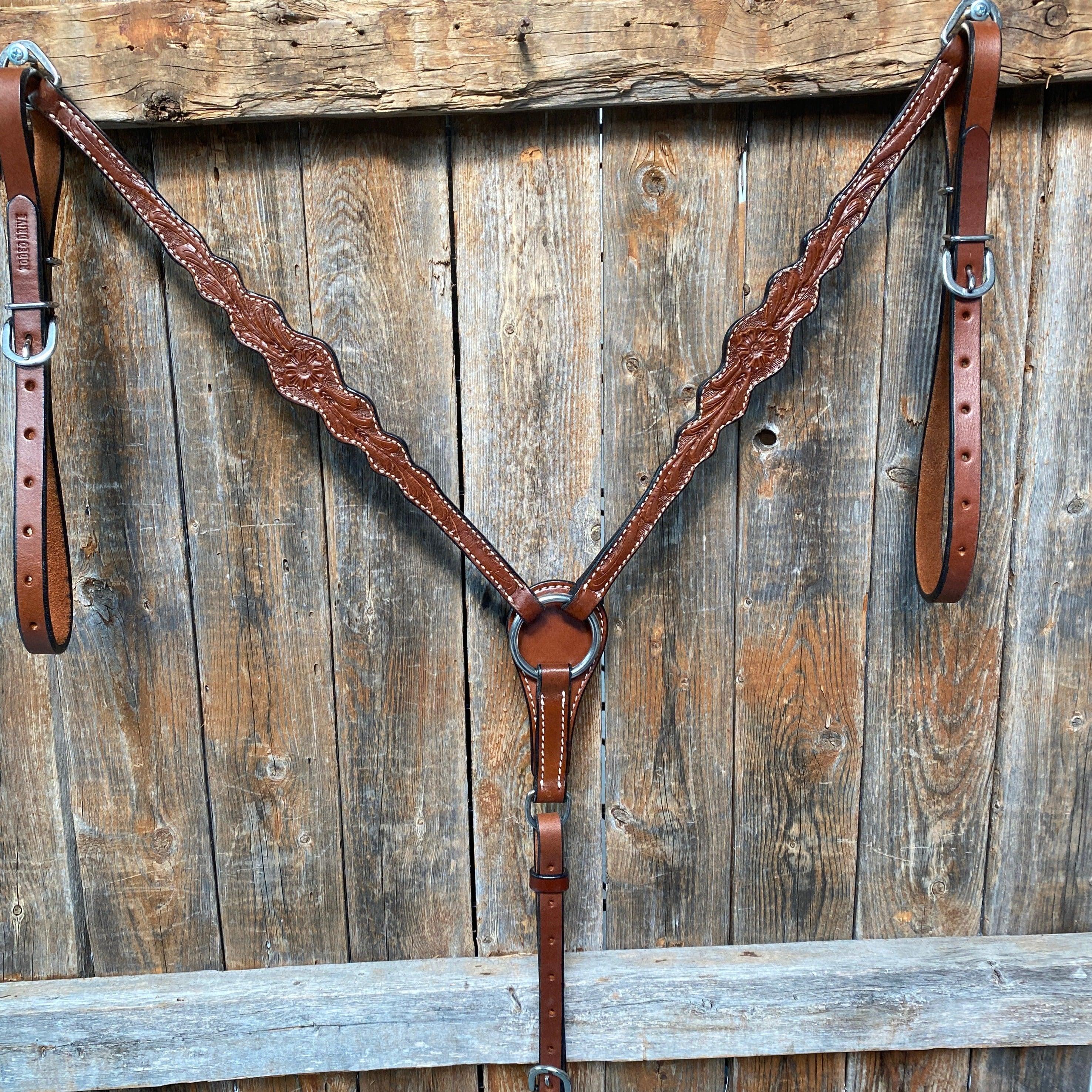 Floral Scalloped Medium Oil Breastacollar - RODEO DRIVE