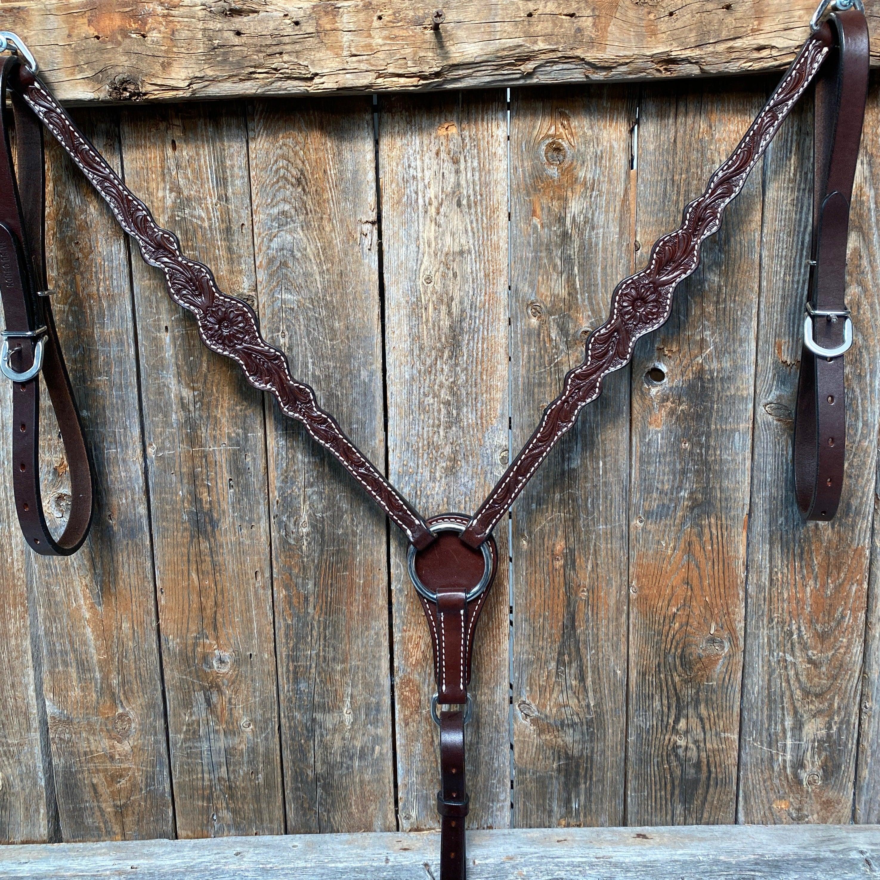 Floral Scalloped Dark Oil Breastcollar - RODEO DRIVE