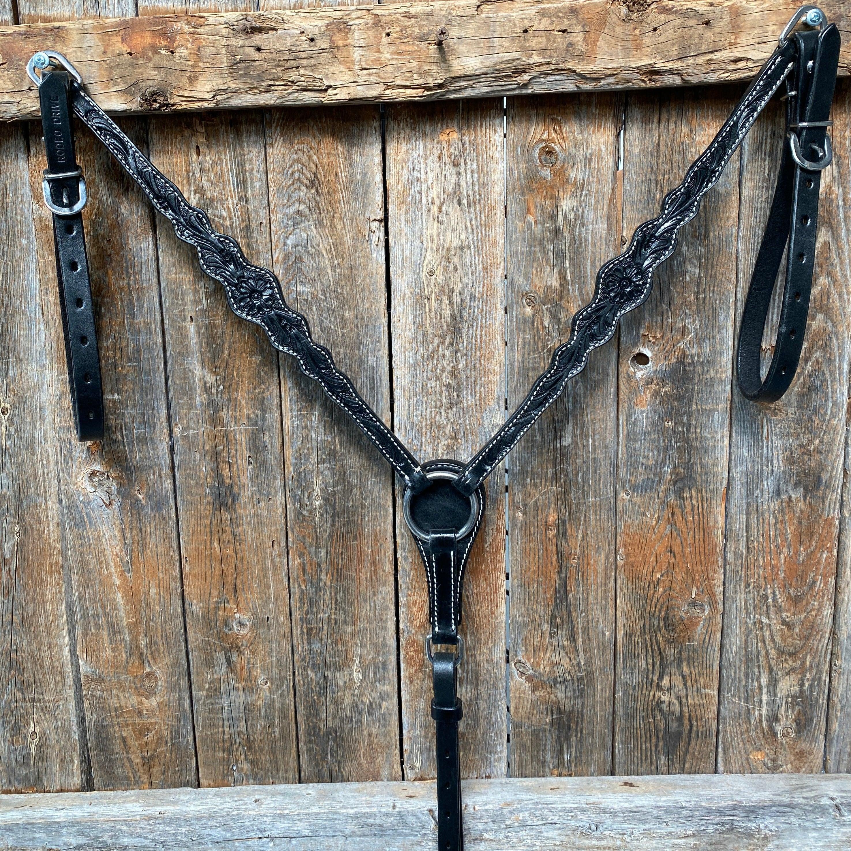 Floral Scalloped Black Breastcollar - RODEO DRIVE