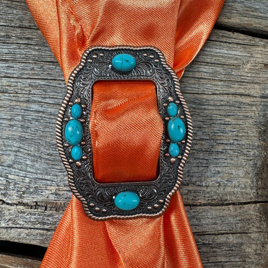 Copper with Turquoise Western Wild Rag Slide #WRSW195B - RODEO DRIVE