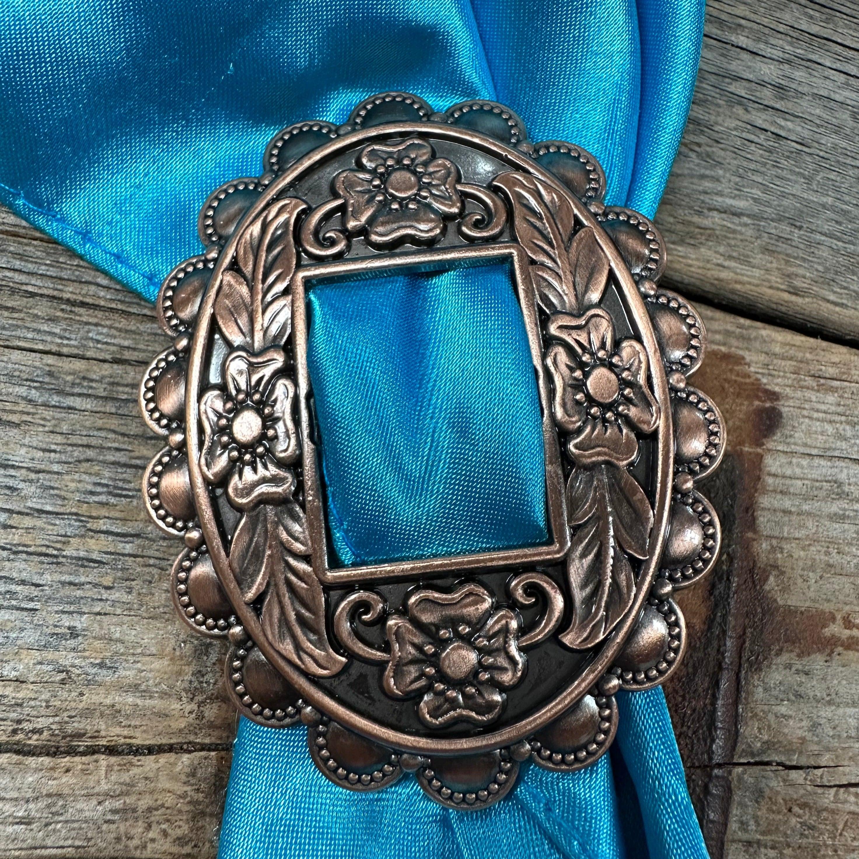 Copper with Flowers Western Wild Rag Slide #WRSW197B - RODEO DRIVE