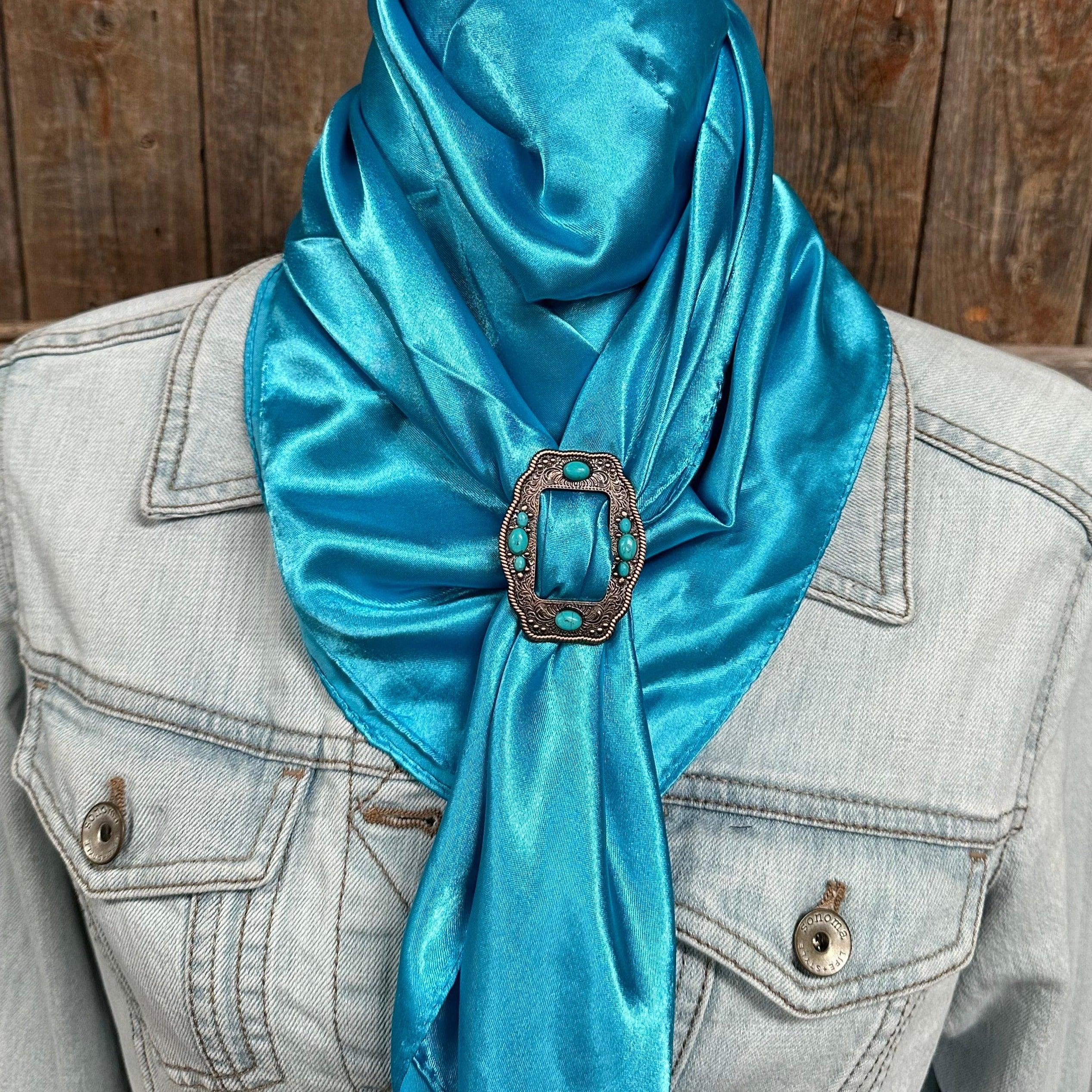 35X35" Solid Aqua Wild Rag/Scarf - W195B Slide WRSC8G - RODEO DRIVE