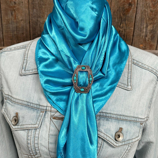 35X35" Solid Aqua Wild Rag/Scarf - W195B Slide WRSC8G - RODEO DRIVE