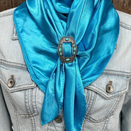 35X35" Solid Aqua Wild Rag/Scarf - W198B Slide WRSC8J - RODEO DRIVE