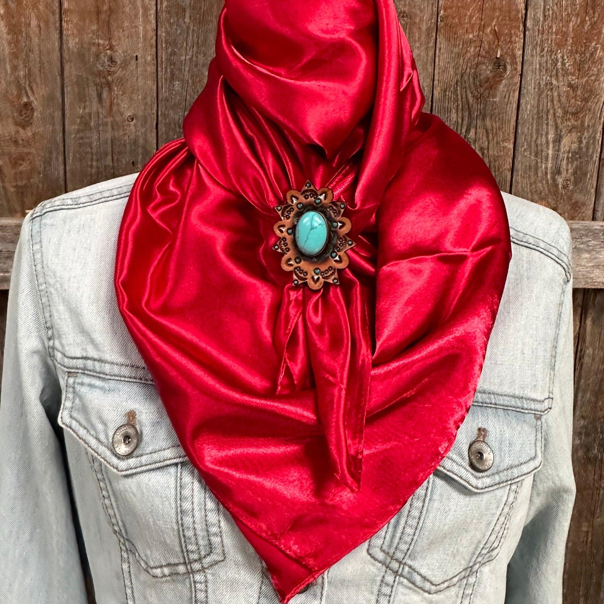 35X35" Solid Electric Red Wild Rag/Scarf - R110CABTQ Slide WRSC10F - RODEO DRIVE