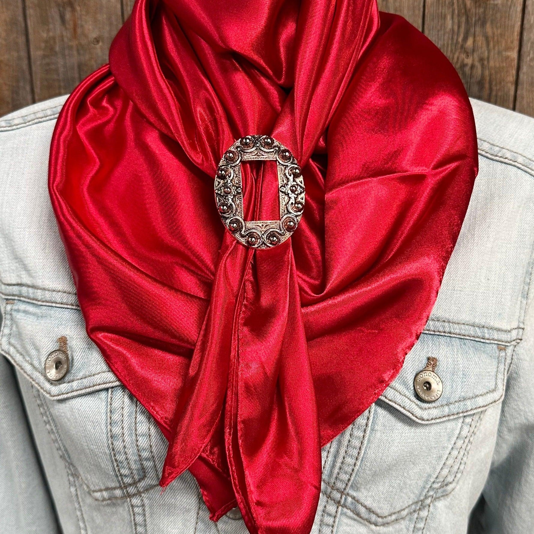 35X35" Solid Electric Red Wild Rag/Scarf - W184B Slide WRSC10I - RODEO DRIVE
