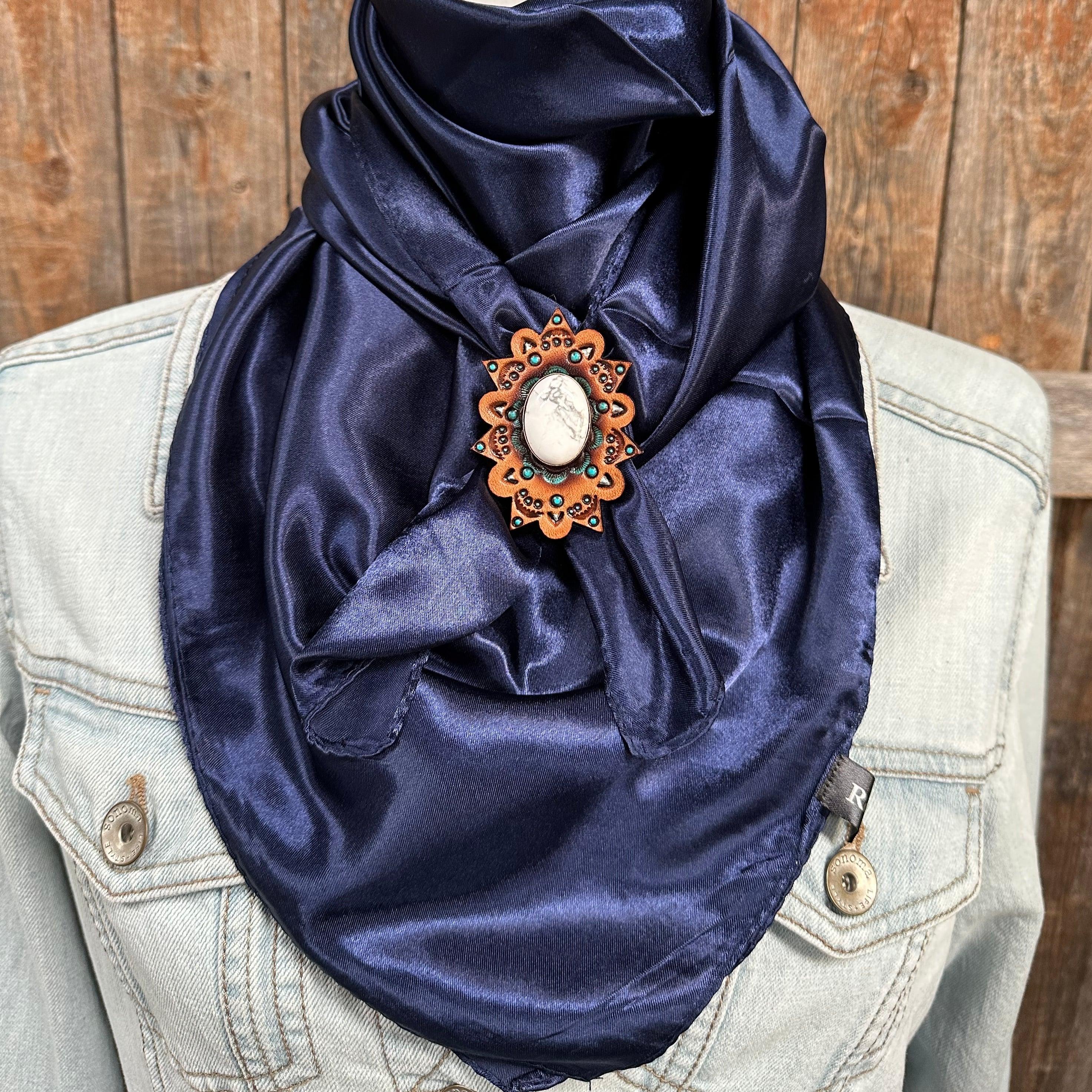 35X35" Solid Dark Blue Wild Rag/Scarf - R110CABWT Slide WRSC9E - RODEO DRIVE