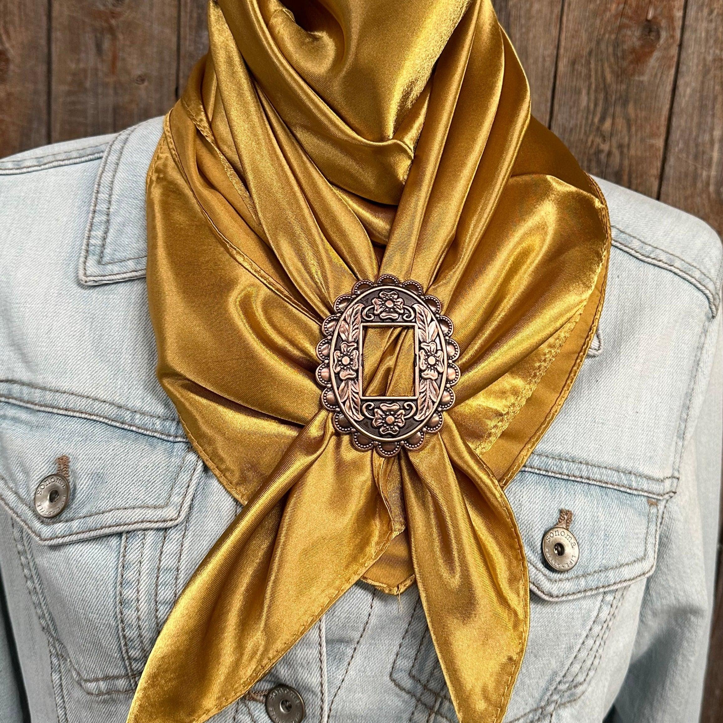 35X35" Solid Mustard Yellow Wild Rag/Scarf - W197B Slide WRSC19E - RODEO DRIVE