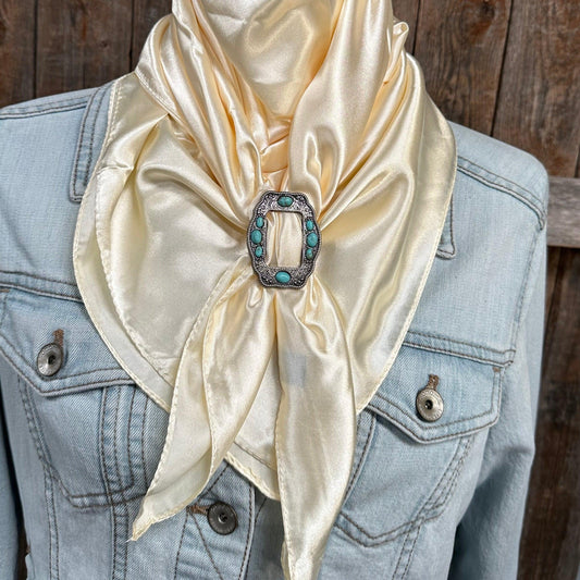 35X35" Solid Cream Wild Rag/Scarf - W198B Slide WRSC11H - RODEO DRIVE