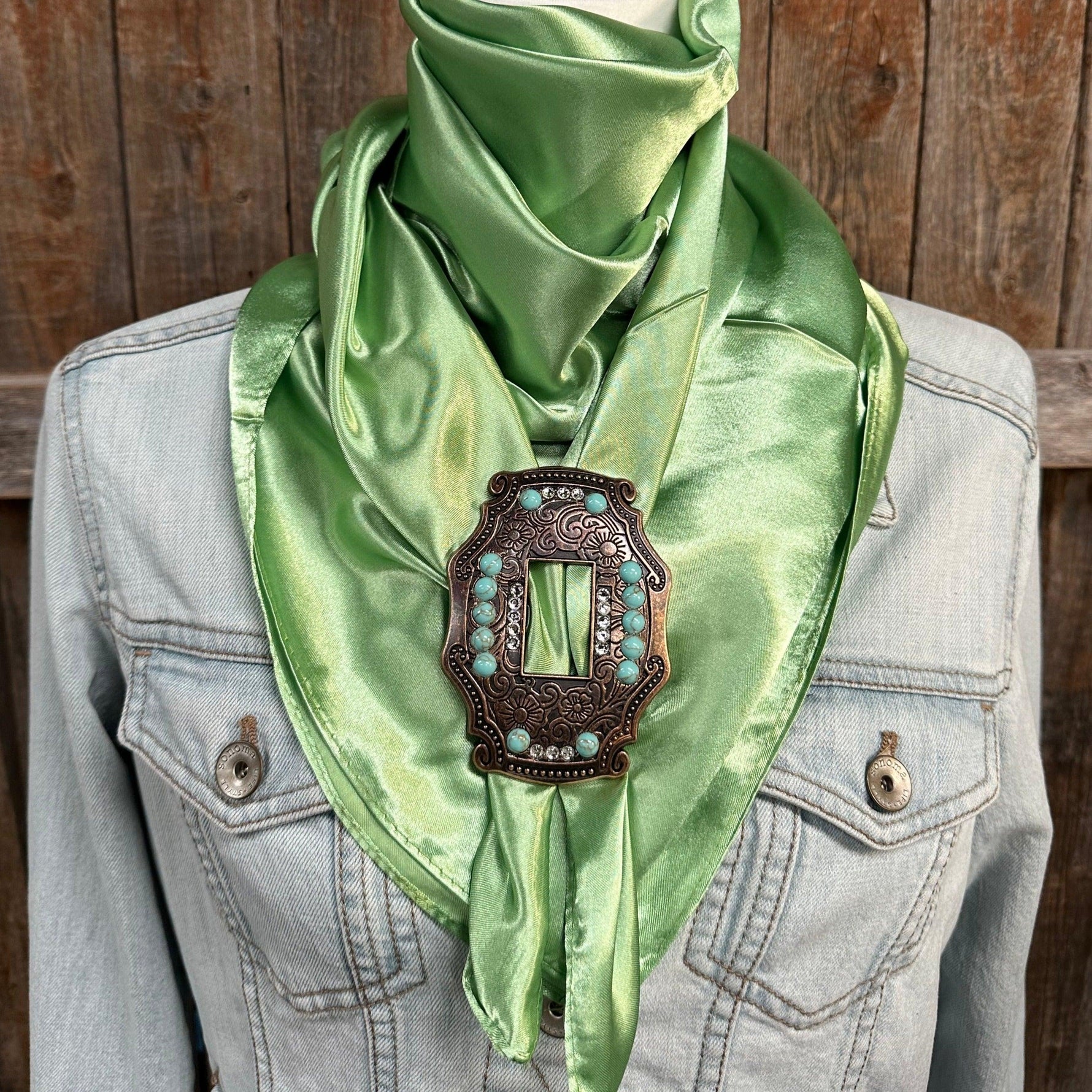 35X35" Solid Lime Wild Rag/Scarf - SCOTQCL Slide WRSC26B - RODEO DRIVE