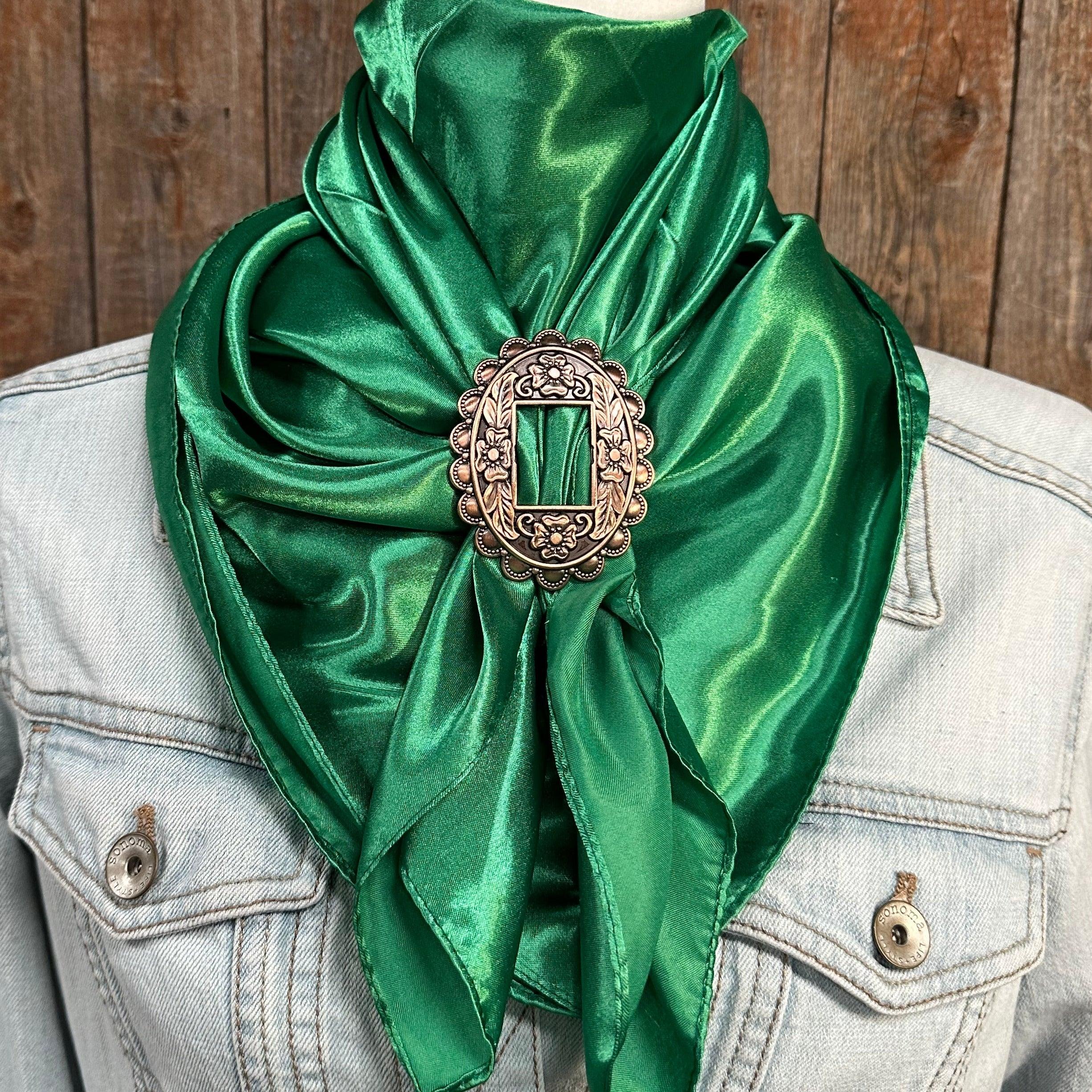 35X35" Solid Green Wild Rag/Scarf - W197B Slide WRSC18C - RODEO DRIVE