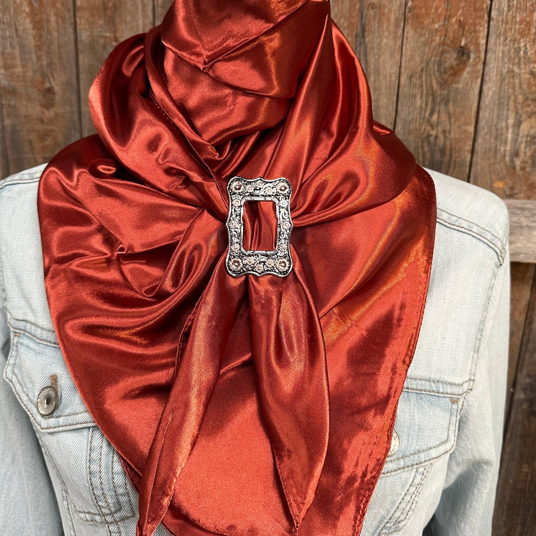 35X35" Solid Rust Wild Rag/Scarf - W151B Slide WRSC16K - RODEO DRIVE