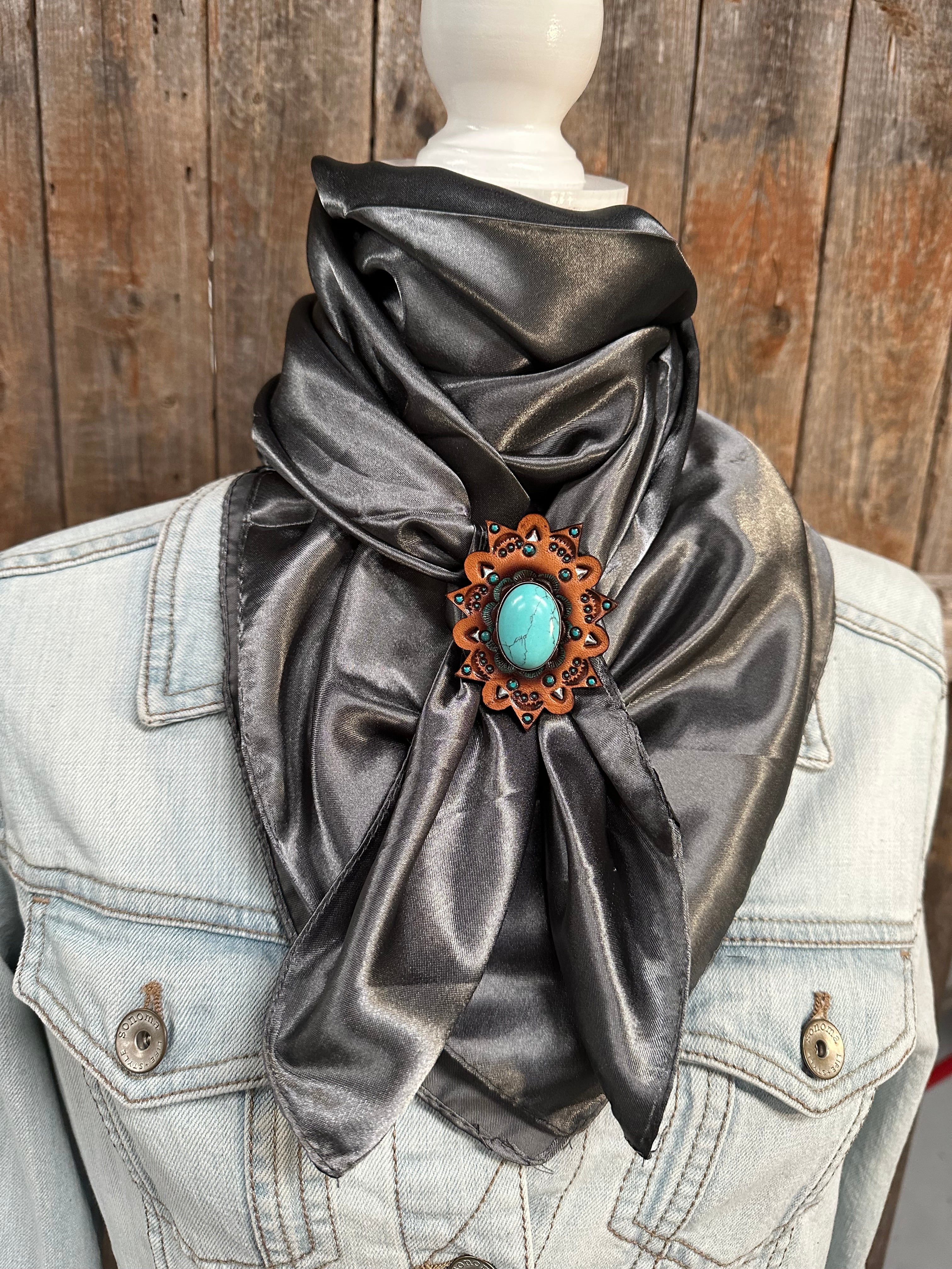 35X35" Solid Silver/Grey Wild Rag/Scarf -R110CABTQ Slide WRSC15D - RODEO DRIVE