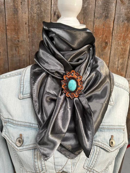 35X35" Solid Silver/Grey Wild Rag/Scarf -R110CABTQ Slide WRSC15D - RODEO DRIVE