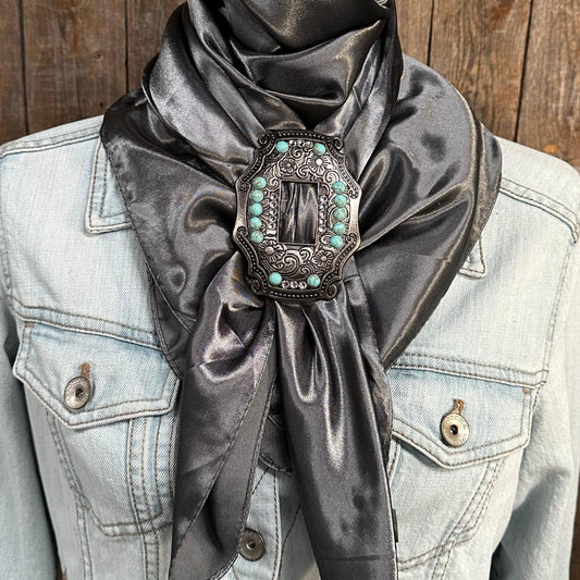 35X35" Solid Silver/Grey Wild Rag/Scarf -SASTQCL Slide WRSC15E - RODEO DRIVE