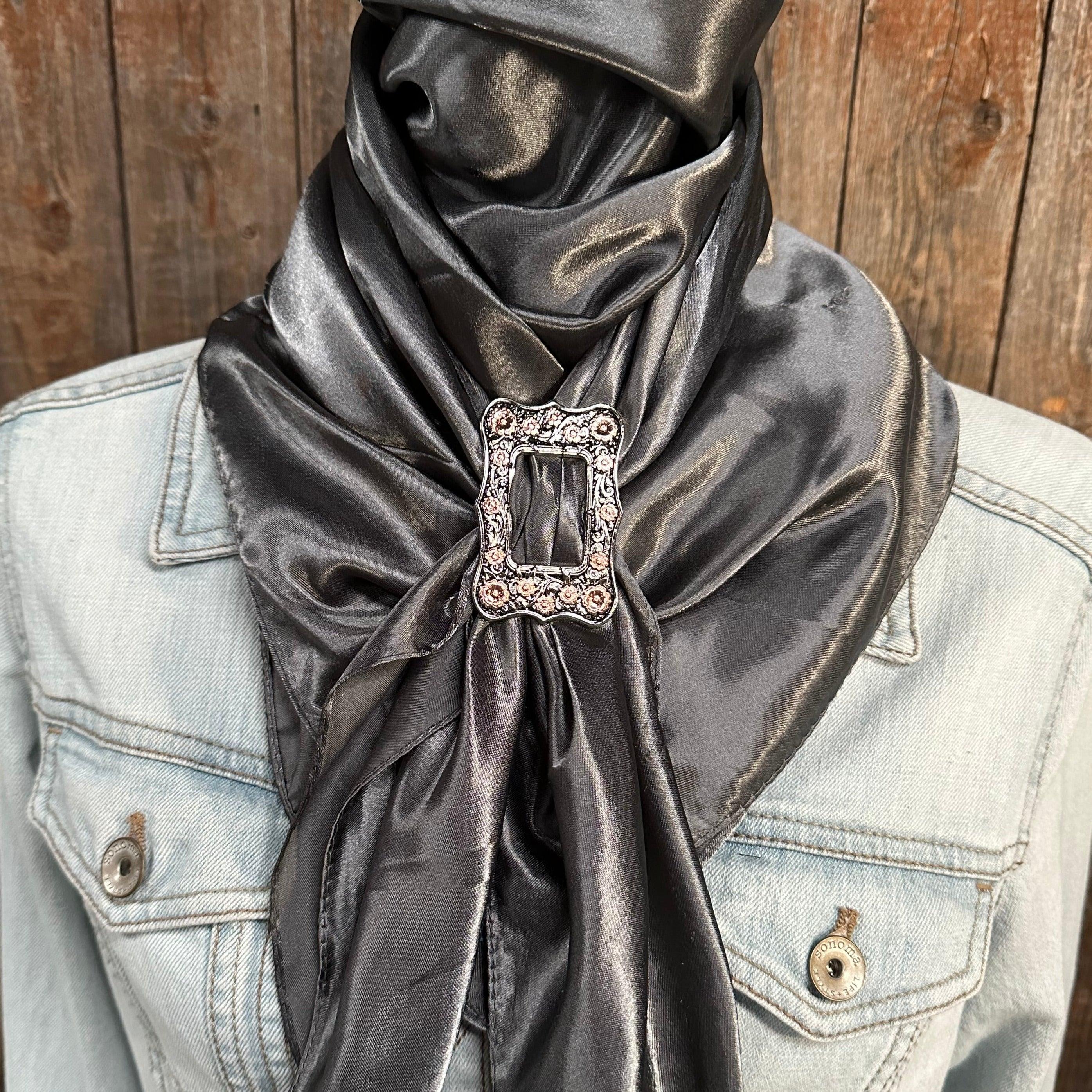 35X35" Solid Silver/Grey Wild Rag/Scarf -W151B Slide WRSC15F - RODEO DRIVE