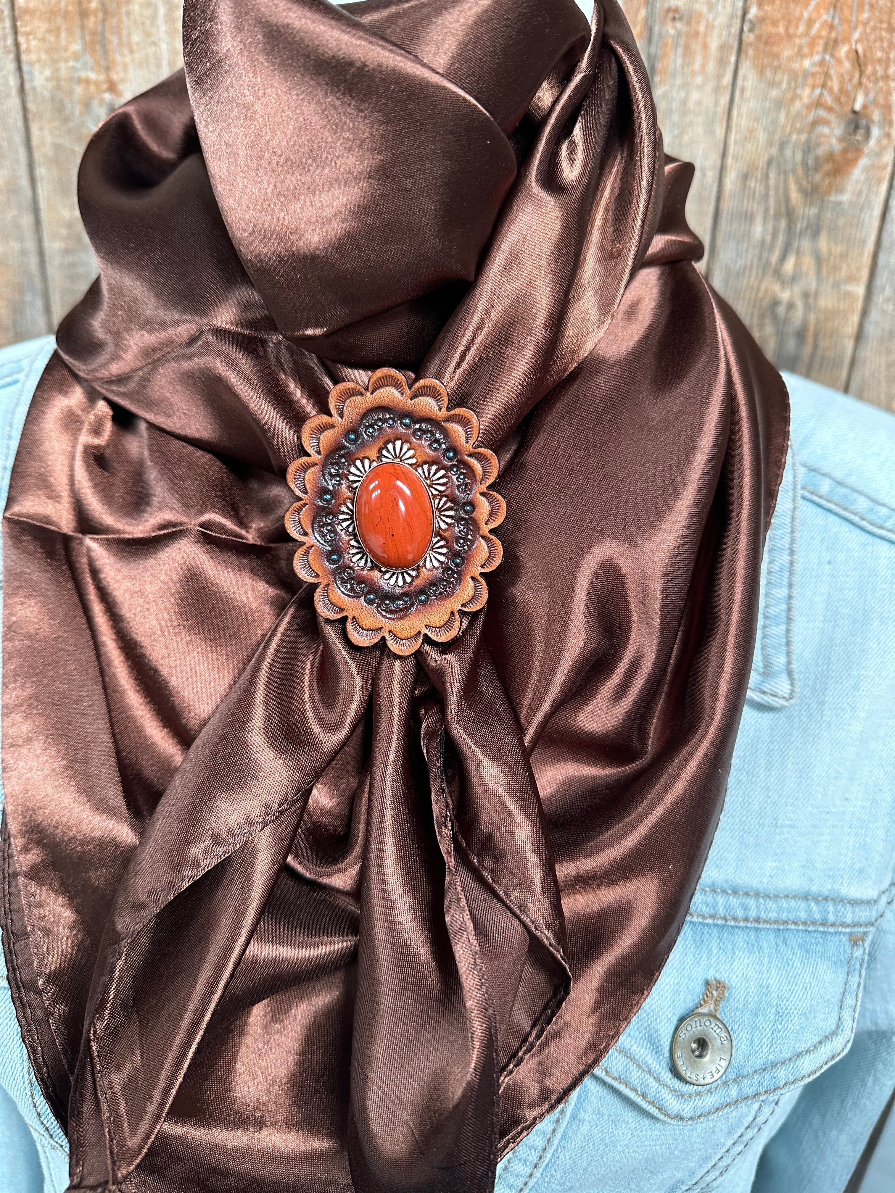 35X35" Solid Brown Wild Rag/Scarf - R102CABRU Slide WRSC2E - RODEO DRIVE