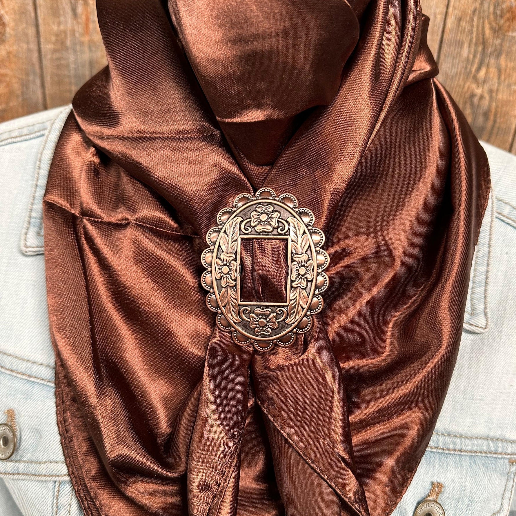 35X35" Solid Brown Wild Rag/Scarf - W197B Slide WRSC2G - RODEO DRIVE