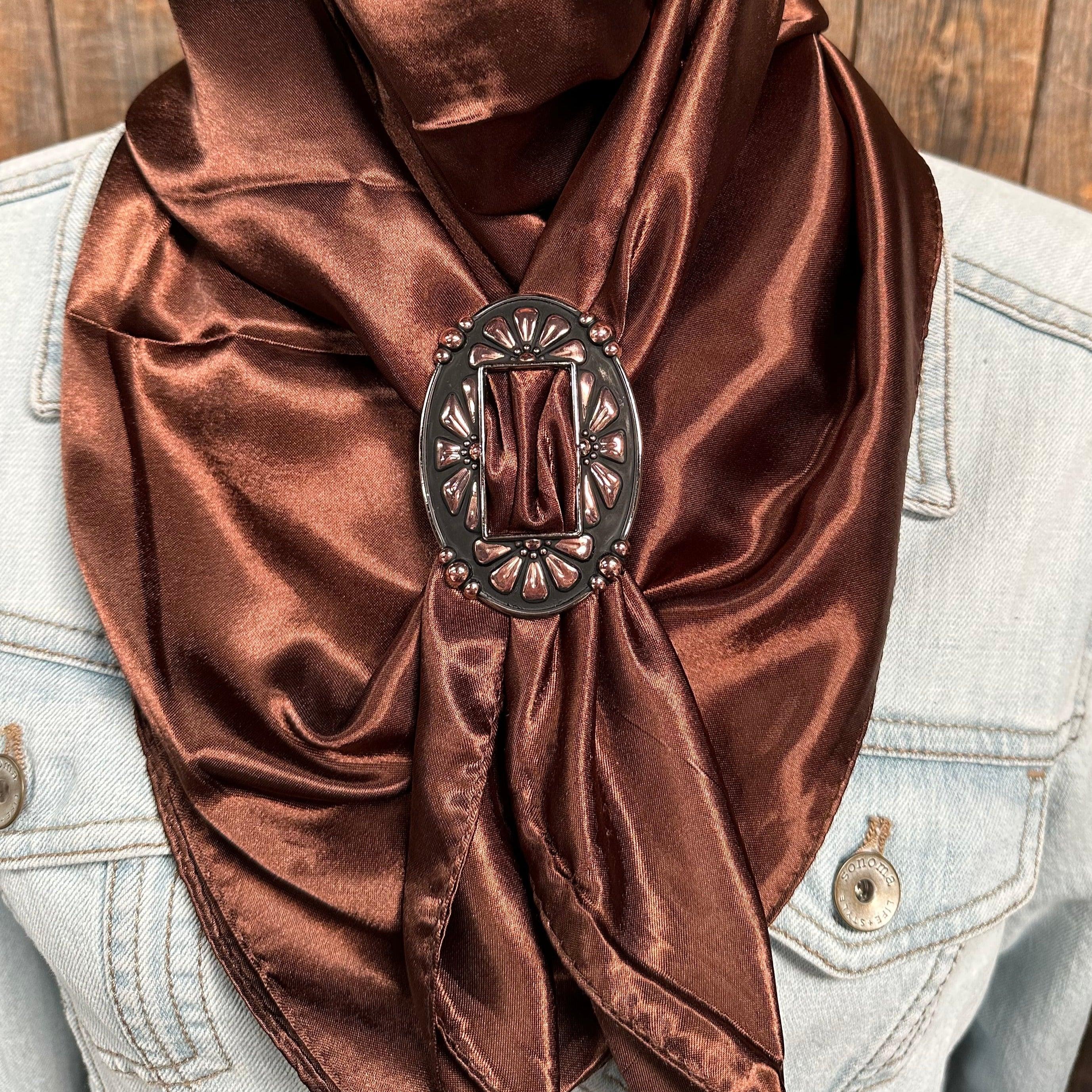 35X35" Solid Brown Wild Rag/Scarf - W196B Slide WRSC2H - RODEO DRIVE