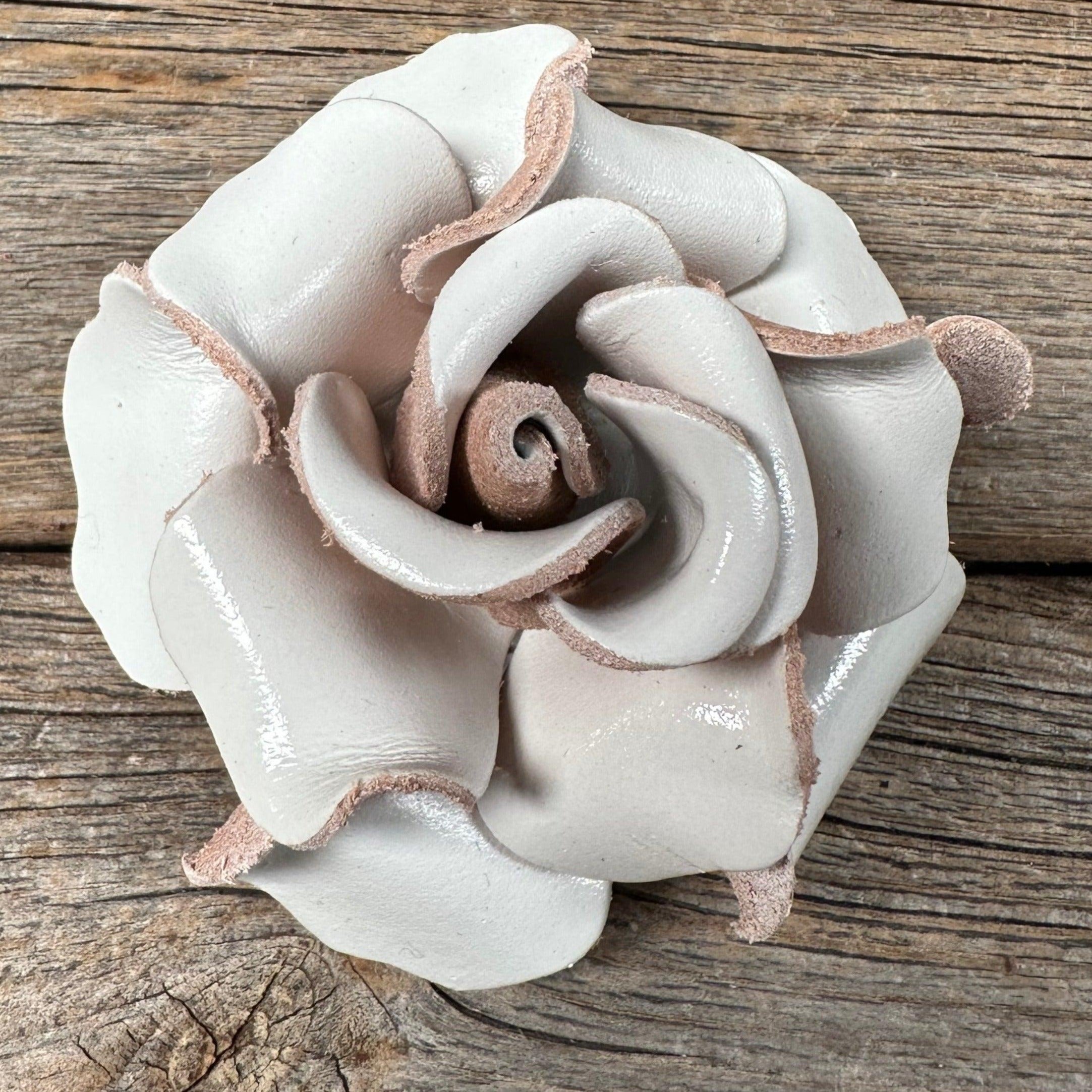 White Rose Leather Flower - RODEO DRIVE