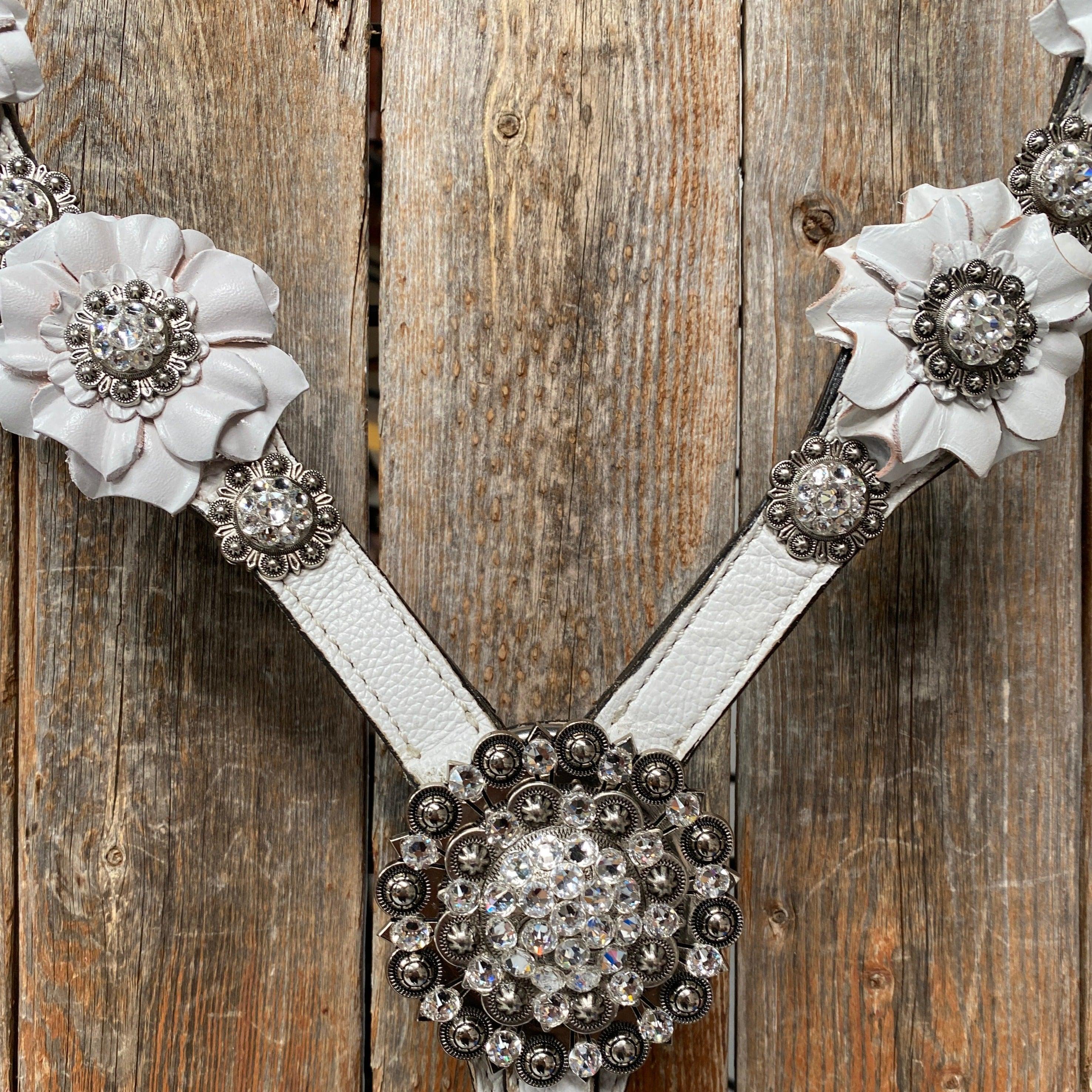 White Floral One Ear & Breastcollar Tack Set #OEBC440 - RODEO DRIVE